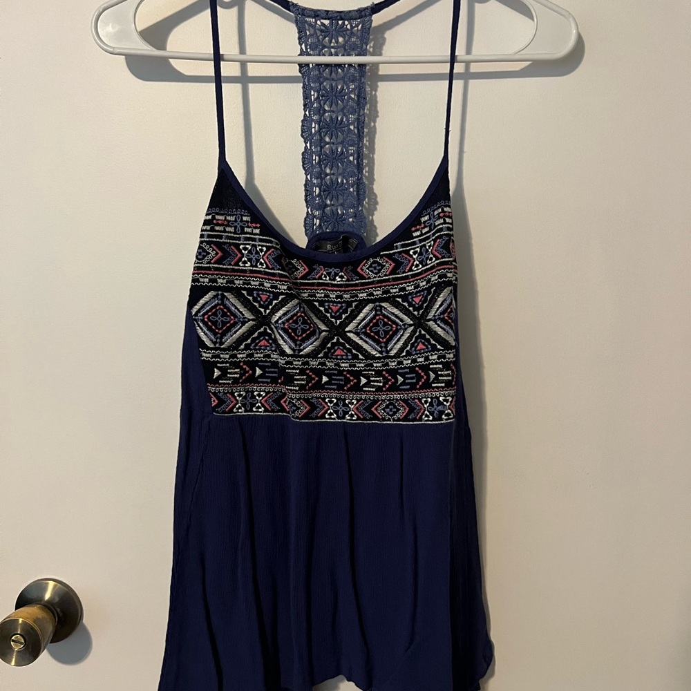 Navy Blue Aztec Miss Me Tank